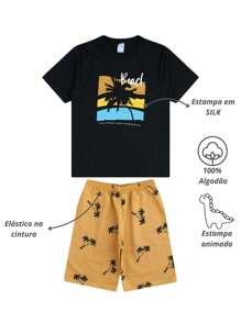 4 Piece Kit For Children, Boys And Teens, Summer, Men, Ages 1 To 16 - 2 T-Shirts + 2 Bermuda Shorts - 彩色 - 查看 4