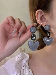 Andkiss 1 par de aretes con forma de corazón adecuados para uso diario o festival de la mujer, San Valentín