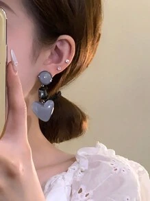 Andkiss 1 par de aretes con forma de corazón adecuados para uso diario o festival de la mujer, San Valentín