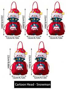 1 pieza/5 piezas/10 piezas Bolsas de regalo de Navidad, Bolsa de regalos de Papá Noel, Bolso de muñeco de nieve navideño, bolsas de Apple para regalo en Nochebuena, Empaque de frutas navideñas, Regalos para dulces, Recuerdos decorativos
