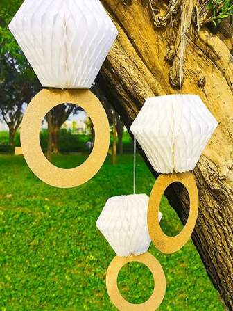 3pcs Honeycomb Balls, Perfect For Wedding, Bachelorette Party, Easter Gift, Wedding Decor, Engagement Anniversary, Valentine's Day, Romantic Party Decor