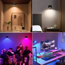 1个双面磁吸式LED壁灯，360°旋转多功能壁灯，RGB开关，双面LED橱柜灯，多色可调，触摸遥控器，USB充电，可调光，家居照明，适用于客厅、卧室、走廊、床头、阅读区、厨房、室内家居装饰、房间装饰、卧室墙面装饰，适用于圣诞节、感恩节、新年等节日 - RGB - 查看 7