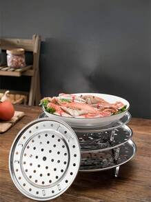 Un vassoio per la cottura a vapore in acciaio inossidabile, un vassoio per la cottura a vapore ispessito e impermeabile, una griglia per la cottura a vapore, utensili da cucina - liscio e senza graffi - facile da pulire - conservazione multifunzionale - bordo della piastra rialzato - specifiche multiple - traspirante e facile da cucinare - fori uniformi - facile da controllare - bordo della piastra rialzato - Nessun accumulo di acqua - robusto - vassoio per cottura a vapore impermeabile - griglia per cottura a vapore 18 cm - griglia per cottura a vapore 22 cm - griglia per cottura a vapore 26 cm - Argento - Visualizzare 3