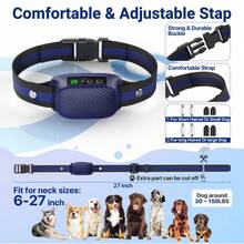 狗吠项圈，带蜂鸣振动电击的自动吠叫项圈，可充电防吠项圈，可调节 8 种灵敏度，适用于大中型犬的智能吠叫训练项圈 - 藍色 - 查看 3