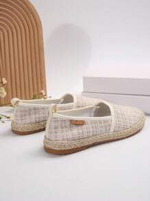 Women's Flat Shoes. Wear-Resistant Sole, Lightweight & Breathable. Slip-On Knit Fabric Shoes With Rope Decor On Side