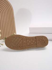 Women's Flat Shoes. Wear-Resistant Sole, Lightweight & Breathable. Slip-On Knit Fabric Shoes With Rope Decor On Side