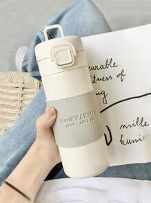 高品质学生保温水瓶，带吸管，男女通用，耐热，简约清新日式风格，适合女性返校 - 彩色 - 查看 3