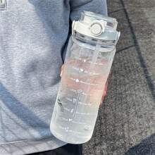 VRIUKNT 大容量運動水瓶，2000毫升，雙飲水口和吸管，便攜式透明塑料飲水瓶，適合男士、女士、學生、夏季