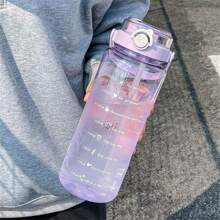 VRIUKNT 大容量運動水瓶，2000毫升，雙飲水口和吸管，便攜式透明塑料飲水瓶，適合男士、女士、學生、夏季