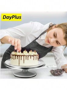 Cake turntable laminating table baking tool set soporte de aleación de aluminio DIY laminating turntable cake stand - Plateado - Ver 6