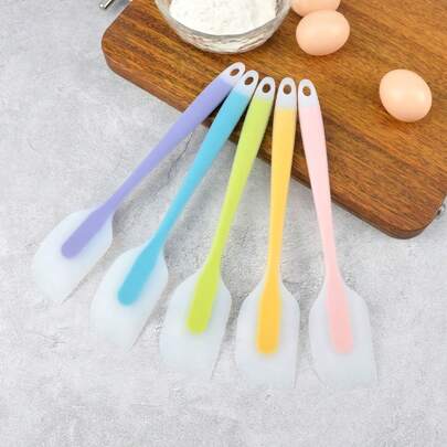 3pcs/Set Small Silicone Frosting Spatula & Scraper, 3-Color Mix