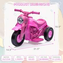6V Kids Ride On Bubble Car Motorcycle, Battery Powered Electric Motorbike With LED Headlights, Music, Pedal, Forward/Reserve, 3 Wheels Electric Bubble Toys For Toddler 3 And Up Boys Girls - Pink - View 2