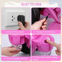 6V Kids Ride On Bubble Car Motorcycle, Battery Powered Electric Motorbike With LED Headlights, Music, Pedal, Forward/Reserve, 3 Wheels Electric Bubble Toys For Toddler 3 And Up Boys Girls - Pink - View 7