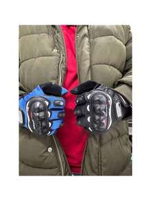 Motorcycle Gloves Motorbiker Motorcycle Long Finger Sports Outdoor Work Anti-Impact - Màu xanh lam - Xem 4