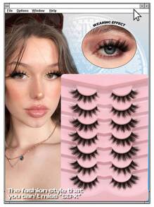 GROINNEYA 7 对 Manga 睫毛仿貂毛睫毛自然浓密假睫毛蓬松猫眼睫毛角色扮演旅行必备彩妆 (SEPK12) - 尖尾漫畫款 - 查看 2