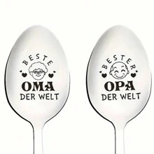 Mirror Polished Stainless Steel Spoon Engraved Spoon Long Handle Spoon Personalized Coffee Spoon Couple Gifts, Anniversary Wedding Birthday Gifts For Grandma Grandpa, Best Grandpa And Grandma Ever, Grandpa And Grandma Gifts Ice Cream Spoon Christmas Gift - Silver - View 2