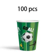 绿色足球主题派对用品套装，包括纸盘、纸杯、纸巾，非常适合生日派对、圣诞派对、家庭聚会， - 彩色 - 查看 8
