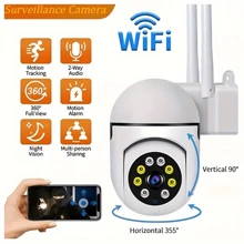 1pc 1440p Wireless WiFi Security Camera, 355° Rotation & Tilt, Colorful Night Vision, AI Motion Detection, Two-Way Audio, Real-Time Video Recording, Remote Control, Alarm Push Notification, Indoor/Outdoor, Wall-Mounted, USB Powered - White - View 4