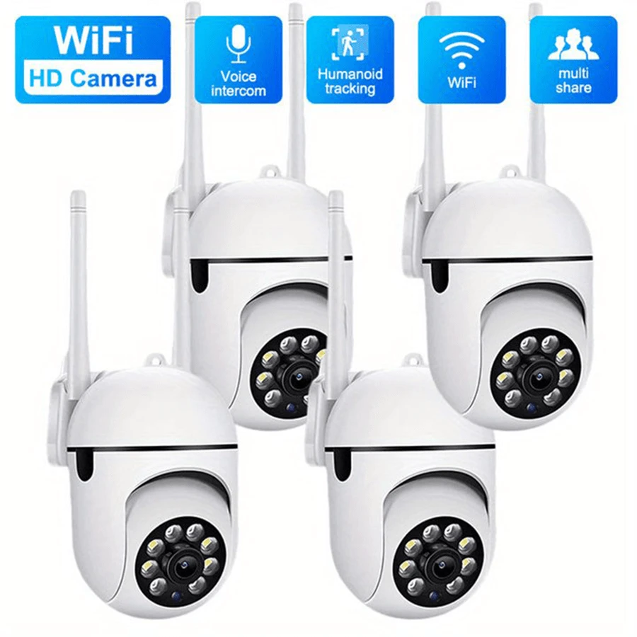 1pc 1440p Wireless WiFi Security Camera, 355° Rotation & Tilt, Colorful Night Vision, AI Motion Detection, Two-Way Audio, Real-Time Video Recording, Remote Control, Alarm Push Notification, Indoor/Outdoor, Wall-Mounted, USB Powered - White - View 1