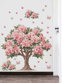 mama look 1 件/2 件/3 件粉色树枝和花朵墙贴客厅卧室贴纸装饰可移除 PVC 贴花房间墙壁壁画 - 彩色 - 查看 6