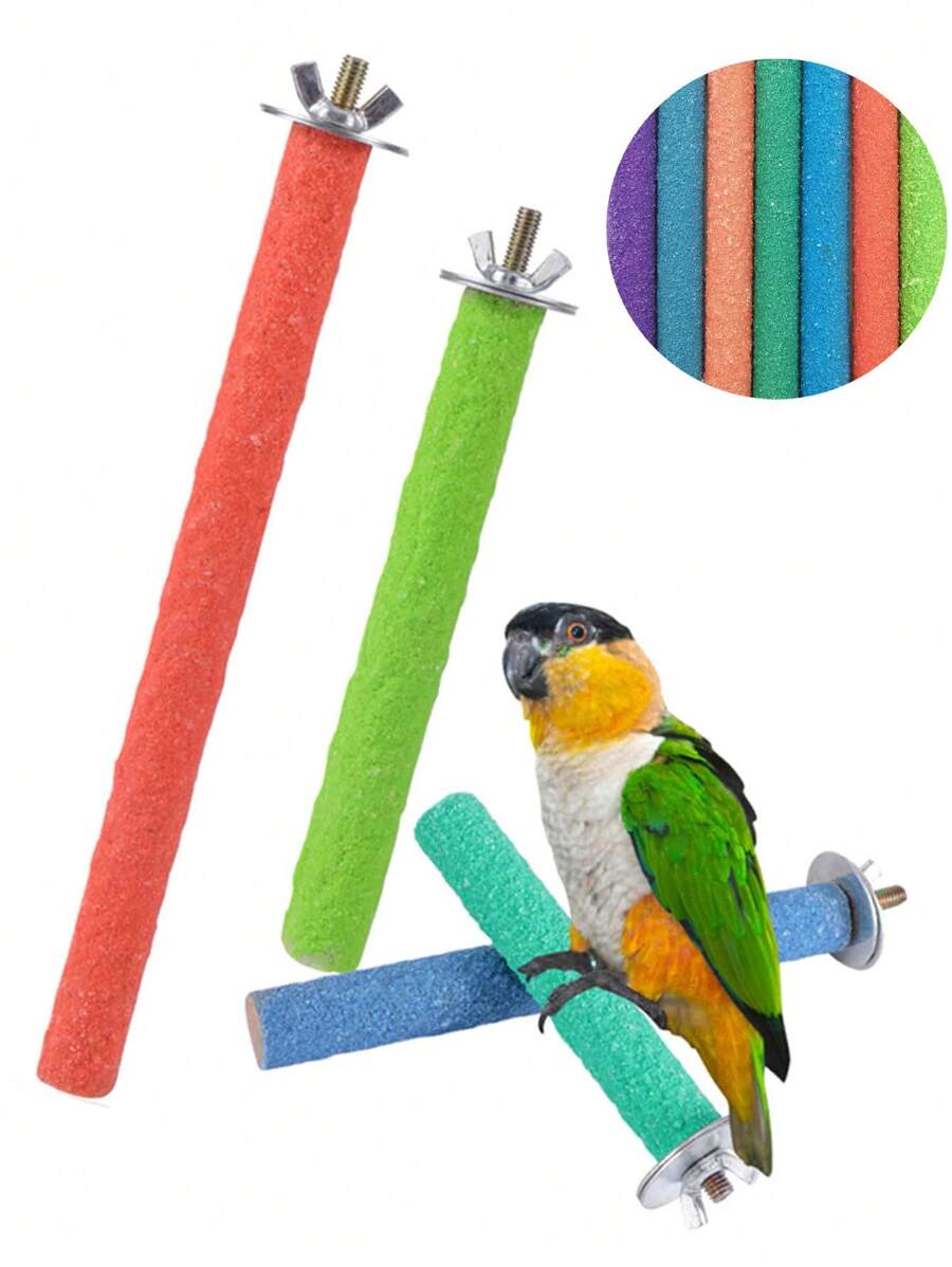 1入組鸚鵡彩色打磨台棒有多種長度可供選擇10厘米、15厘米、20厘米、25厘米、30厘米，帶用於鳥類咀嚼磨爪棒，顏色隨機 - 彩色 - 查看 1