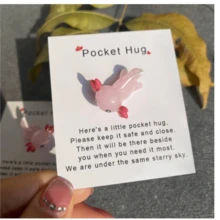 1 套 3 张可爱迷人的小口袋拥抱卡，情感支持泡菜，情感礼物，可爱恐龙拥抱卡，迷你树脂墨西哥鼻蝾螈口袋拥抱卡，鼓励生日婚礼派对礼物装饰，节日礼物，男士生日礼物，拥抱代币，房间装饰爱情卡，表白鼓励礼物，适用于办公室、姐妹、兄弟、最好的朋友、丈夫和妻子 - 彩色 - 查看 2