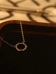 1 chiếc vòng cổ mặt tròn đính đá Cubic Zirconia mạ bạc Sterling 925 thời trang tối giản, thích hợp để đeo hàng ngày - Bạc - Xem 5