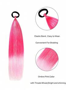 2pcs/Pack 18inch Kids Ponytail Extension With Hair Tie, Ombre Pink Ponytail Extension, Crazy Hair Day, Colored Hair Extensions For Kids, Festival Hair, Rave Hair, Ombre Ponytail