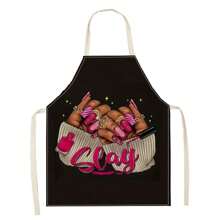 1 件 3D 图案亚麻围裙，适合家庭烹饪、厨房穿着和烹饪爱好者 - 彩色 - 查看 9