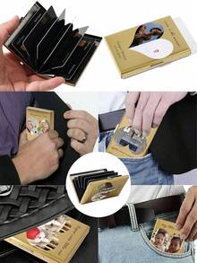 Customized Name/Signature/Photo Couple's Fashionable Ultra-Thin Aluminum Metal RFID Multi-Card Holder, Bank/Credit Card Wallet, Birthday/Valentine's Day/Mother's Day Gift