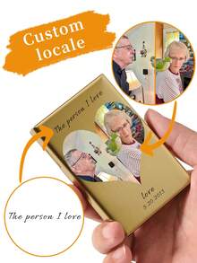 Customized Name/Signature/Photo Couple's Fashionable Ultra-Thin Aluminum Metal RFID Multi-Card Holder, Bank/Credit Card Wallet, Birthday/Valentine's Day/Mother's Day Gift