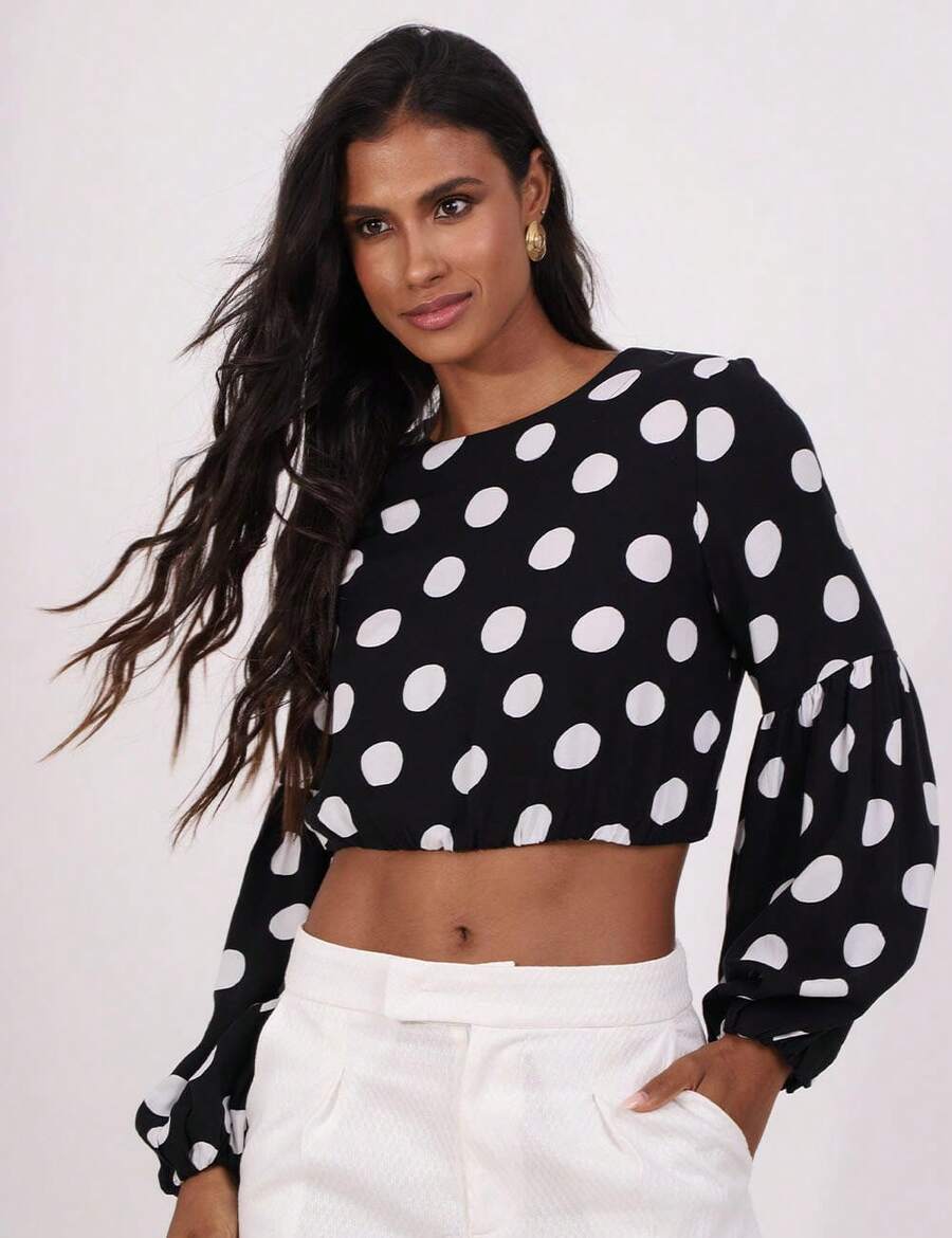 Arpoador Pequiá Cropped Blouse - 黑色 - 查看 1