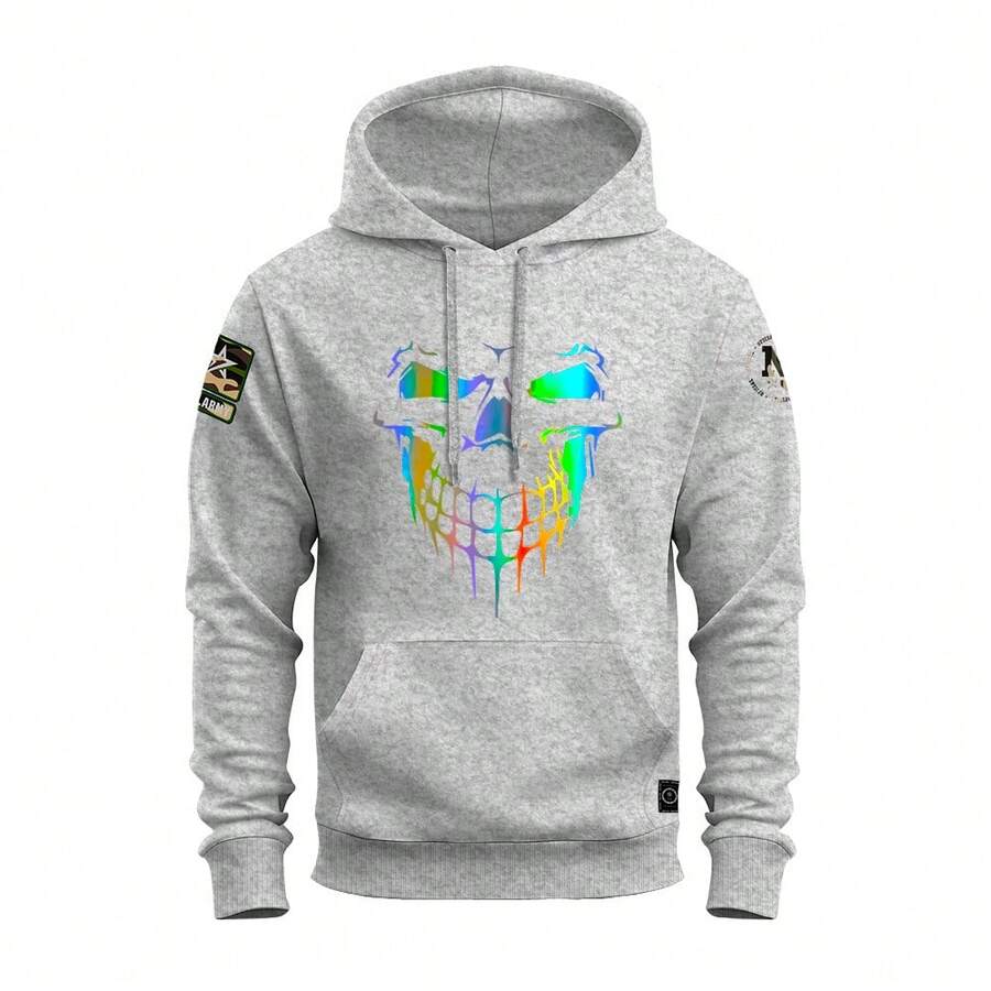 Nexstar Kangaroo Sweatshirt Comfortable Cold Weather Blouse With Tride Mouth Print - Xám - Xem 1