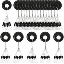Rubber Fishing Bobber Stopper,6 In 1 Float Sinker Stops,Black Oval Cylinder,L M S Float Stop Available