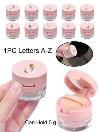 1pc 5g迷你便携式散粉蜜粉包装盒，带隔离筛孔和粉扑盒，配有化妆镜、旅行容器，便携节省空间，日常携带，户外旅行，居家使用