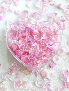 100 件混合粉色系列仙女美甲配件、冰心、蝴蝶结、山茶花、美甲用品套装 - 粉色 - 查看 1