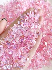 100 件混合粉色系列仙女美甲配件、冰心、蝴蝶结、山茶花、美甲用品套装 - 粉色 - 查看 4