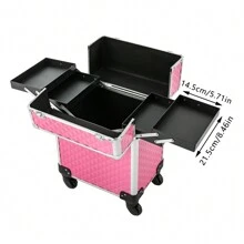 Professional Makeup Box, Multifunctional Makeup Box, Large Cart Beauty Storage Box - Màu Hồng Tươi - Xem 3