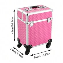 Professional Makeup Box, Multifunctional Makeup Box, Large Cart Beauty Storage Box - Màu Hồng Tươi - Xem 2