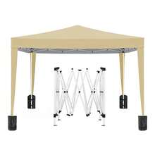 Carpa plegable portátil para exteriores EZ Pop Up de 10x10 pies con 4 paredes laterales desmontables + bolsa de transporte + 4 bolsas de peso - Beis - Ver 2