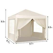 Carpa plegable portátil para exteriores EZ Pop Up de 10x10 pies con 4 paredes laterales desmontables + bolsa de transporte + 4 bolsas de peso - Beis - Ver 9