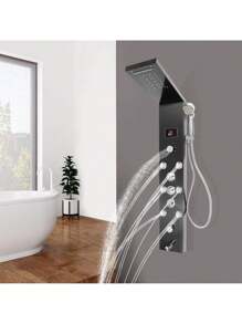 SHZICMY LED Rainfall Head Hand Shower Panel Tower System Bathrooms Waterfall Jets Faucet