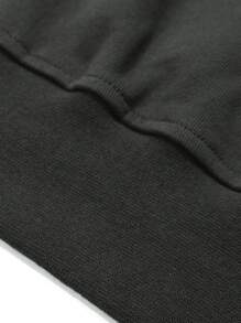 OVDY 1 chiếc áo nỉ nam thêu logo, phối nhiều mảnh, có khóa kéo, phong cách đường phố ngoài trời. - Màu xám đen - Xem 6