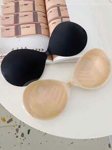 Two Pieces Set Of New Women's Invisible Gathering Disposable Thickened 3cm Palm Cup Adhesive Bra, One Black Apricot Color Each Underwear Accessory