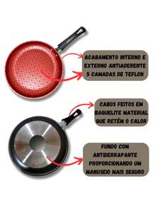 Jogo De Frigideira Rotoprint Antiaderente Com Tampa 3 Peças