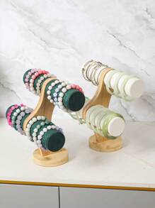 1 件竹木多色双层手链手表收纳展示架，时尚珠宝手镯头带收纳架，珠宝店柜台手链展示架 - 雙層手鐲架 - 查看 10