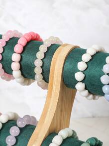 1 件竹木多色双层手链手表收纳展示架，时尚珠宝手镯头带收纳架，珠宝店柜台手链展示架 - 雙層手鐲架 - 查看 9