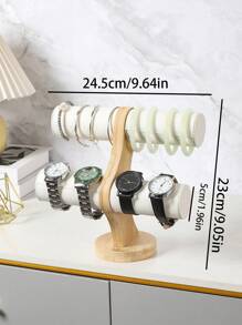 1 件竹木多色双层手链手表收纳展示架，时尚珠宝手镯头带收纳架，珠宝店柜台手链展示架 - 雙層手鐲架 - 查看 1