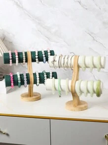 1 件竹木多色双层手链手表收纳展示架，时尚珠宝手镯头带收纳架，珠宝店柜台手链展示架 - 雙層手鐲架 - 查看 6