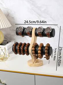 1 件竹木多色双层手链手表收纳展示架，时尚珠宝手镯头带收纳架，珠宝店柜台手链展示架 - 雙層手鐲架 - 查看 4